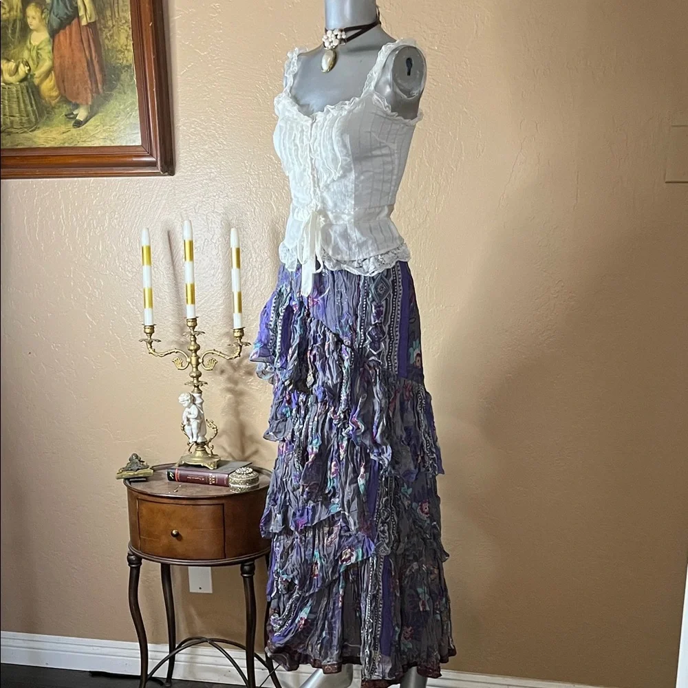 ANU Boho Purple Ruffled Maxi Skirt. Sz XL - Picture 2 of 4
